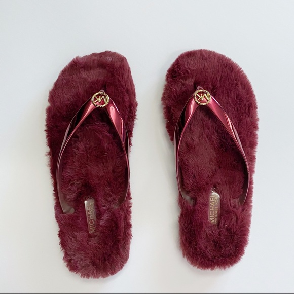 michael kors fur flip flops